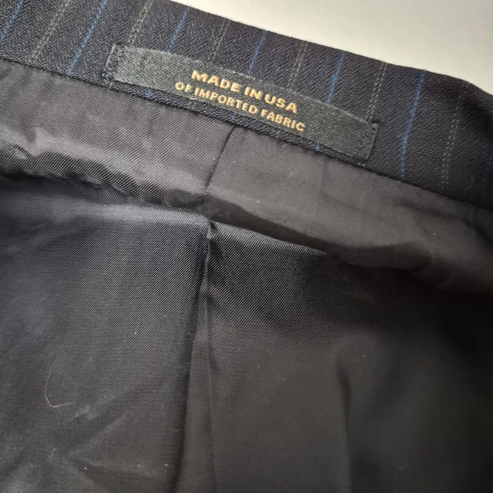 Hart Schaffner Marx Blazer Mens 46R Black Pinstripe 2B Sport‎ Coat Jacket USA